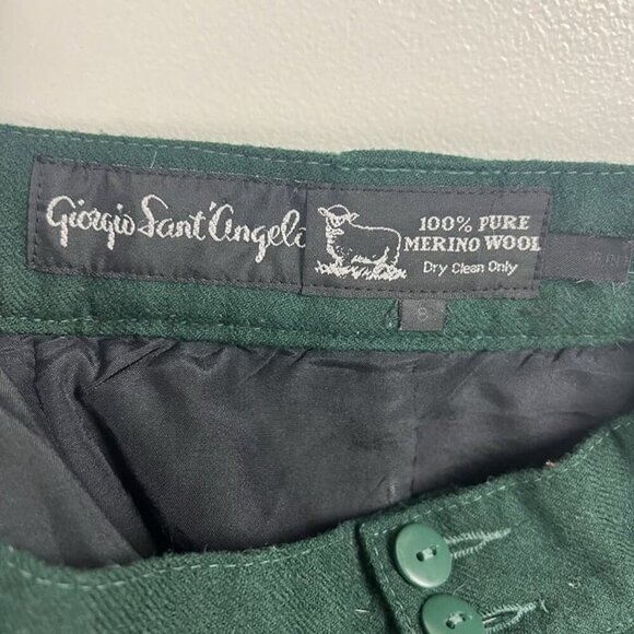 Giorgio Sant’Angelo Vintage Green 100% Merino Wool Pants Sz 4 / 6 Pleats Retro - Picture 7 of 10